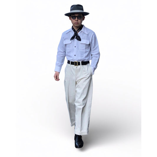 White 2 Flap Open Shirt