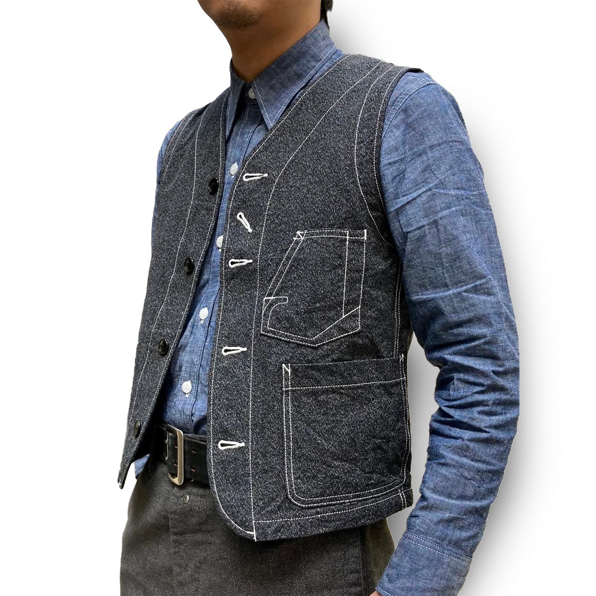 Black Chambray Work Vest – Dry Bones Online Shop