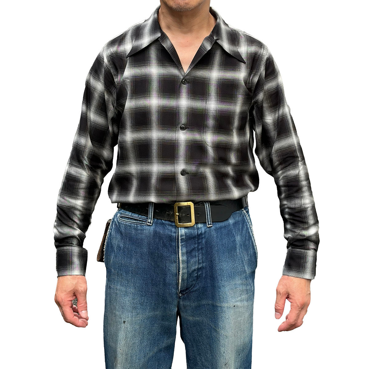 Ombre Check Open Shirt