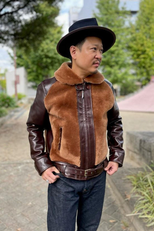 Leather and Sheepskin Jacket "GRIZZLY"