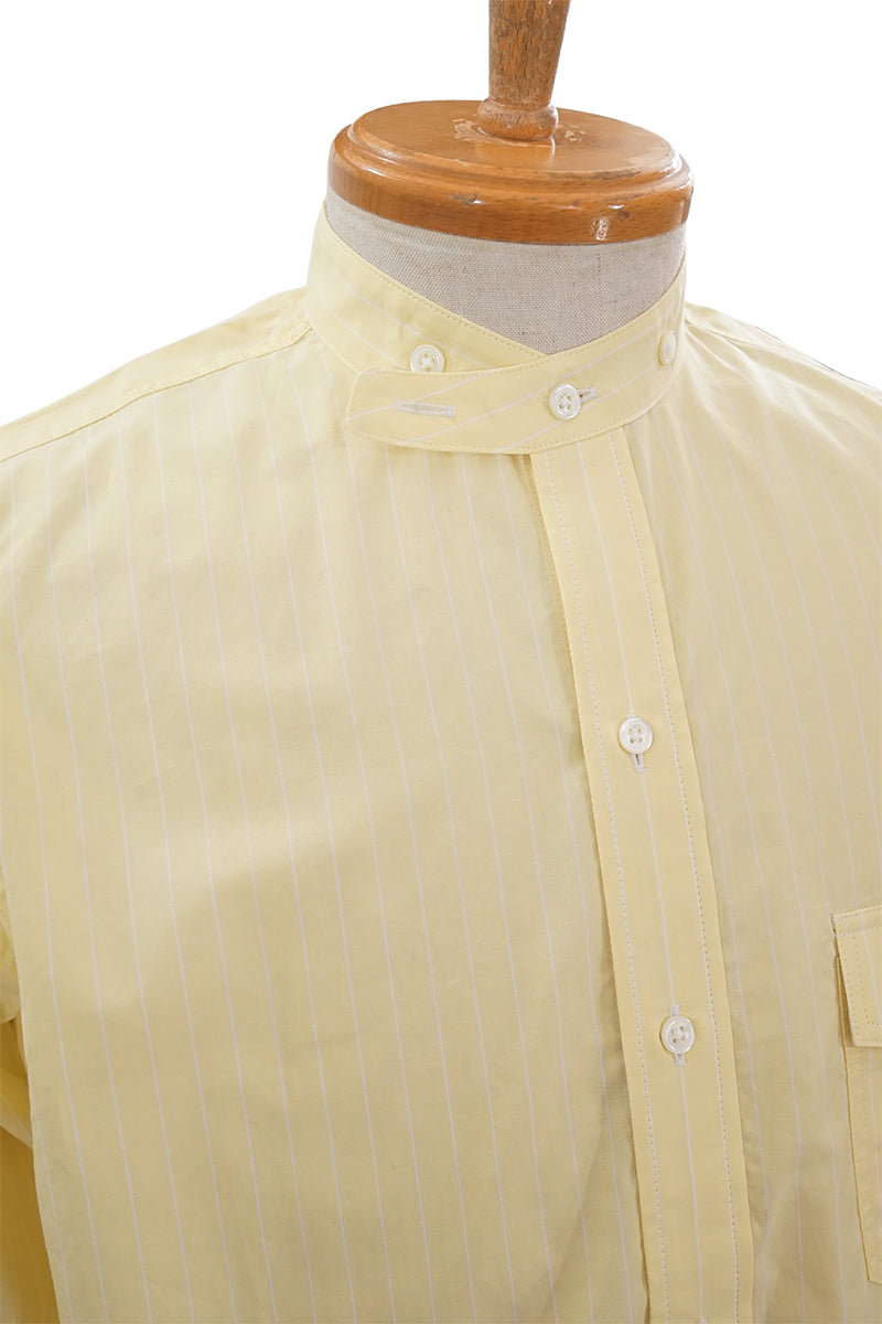 Yellow Stripe Band Collar Shirt