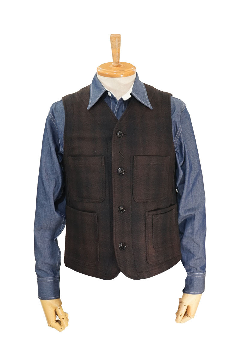 Ombre Check Wool Work Vest